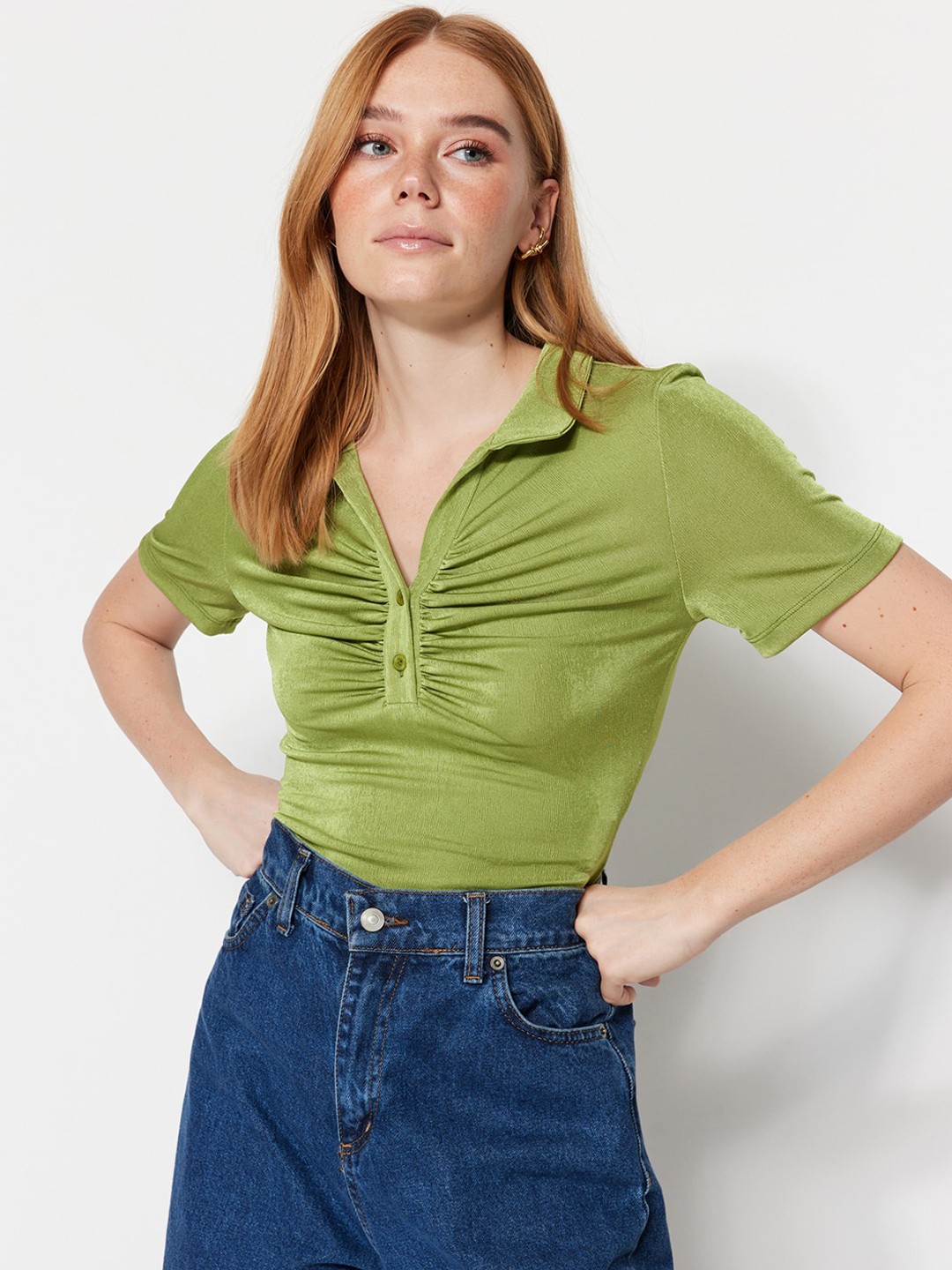 

Trendyol Spread Collar Bodysuit, Green
