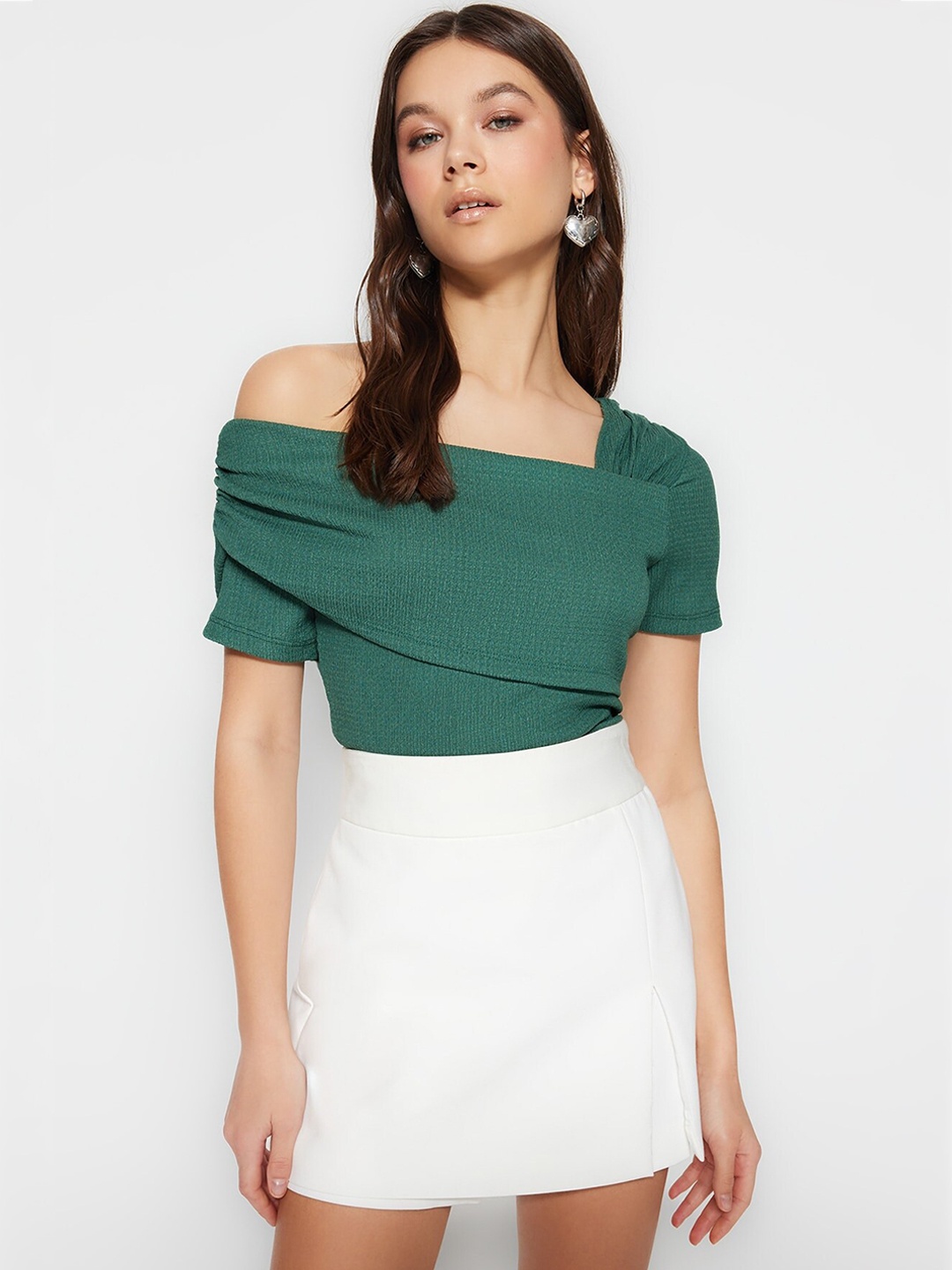 

Trendyol Women One Shoulder Bodysuit, Teal