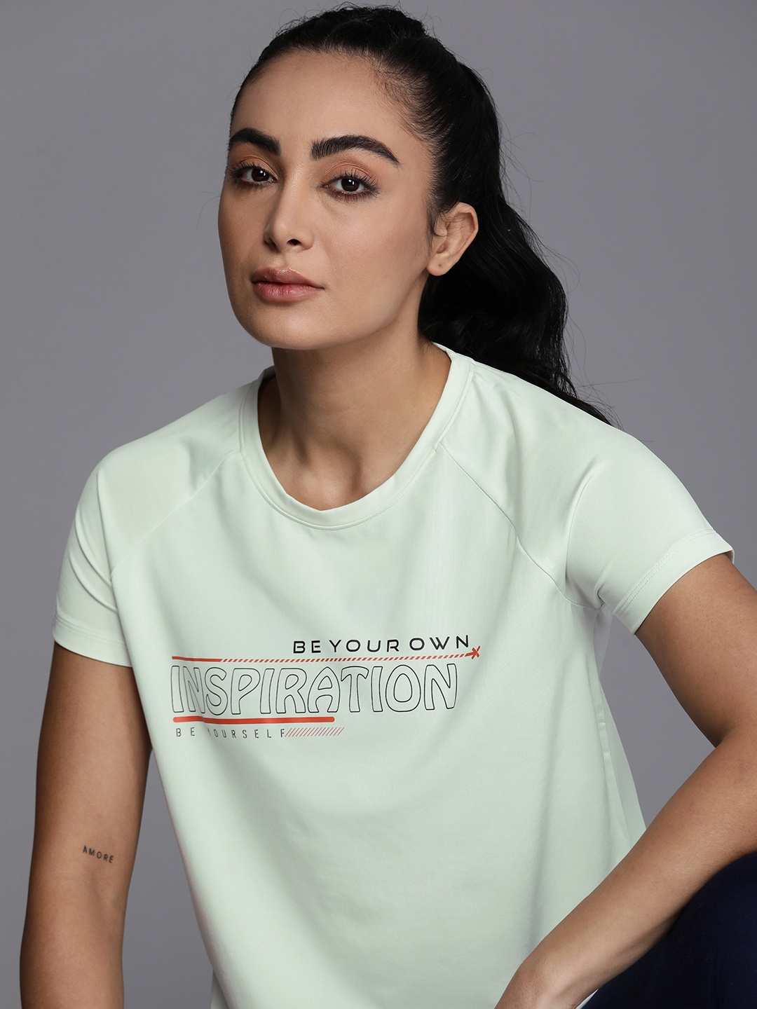 

HRX by Hrithik Roshan Typography Printed Rapid-Dry Training T-Shirt, Sea green