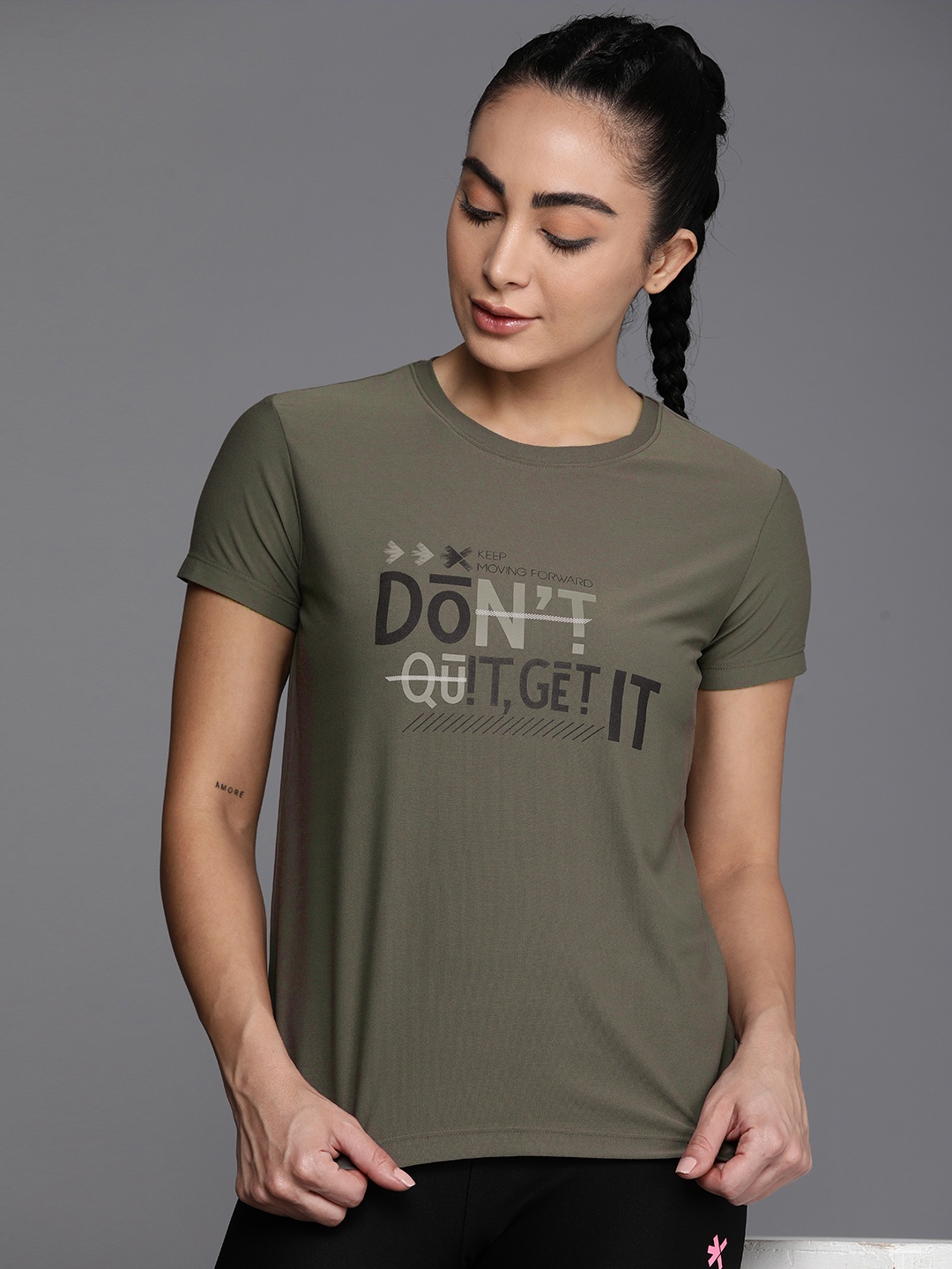 

HRX by Hrithik Roshan Typography Printed Rapid-Dry Training T-Shirt, Brown