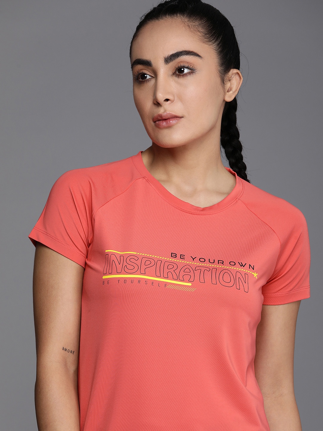 

HRX by Hrithik Roshan Women Typography Printed Rapid-Dry Training T-Shirt, Coral