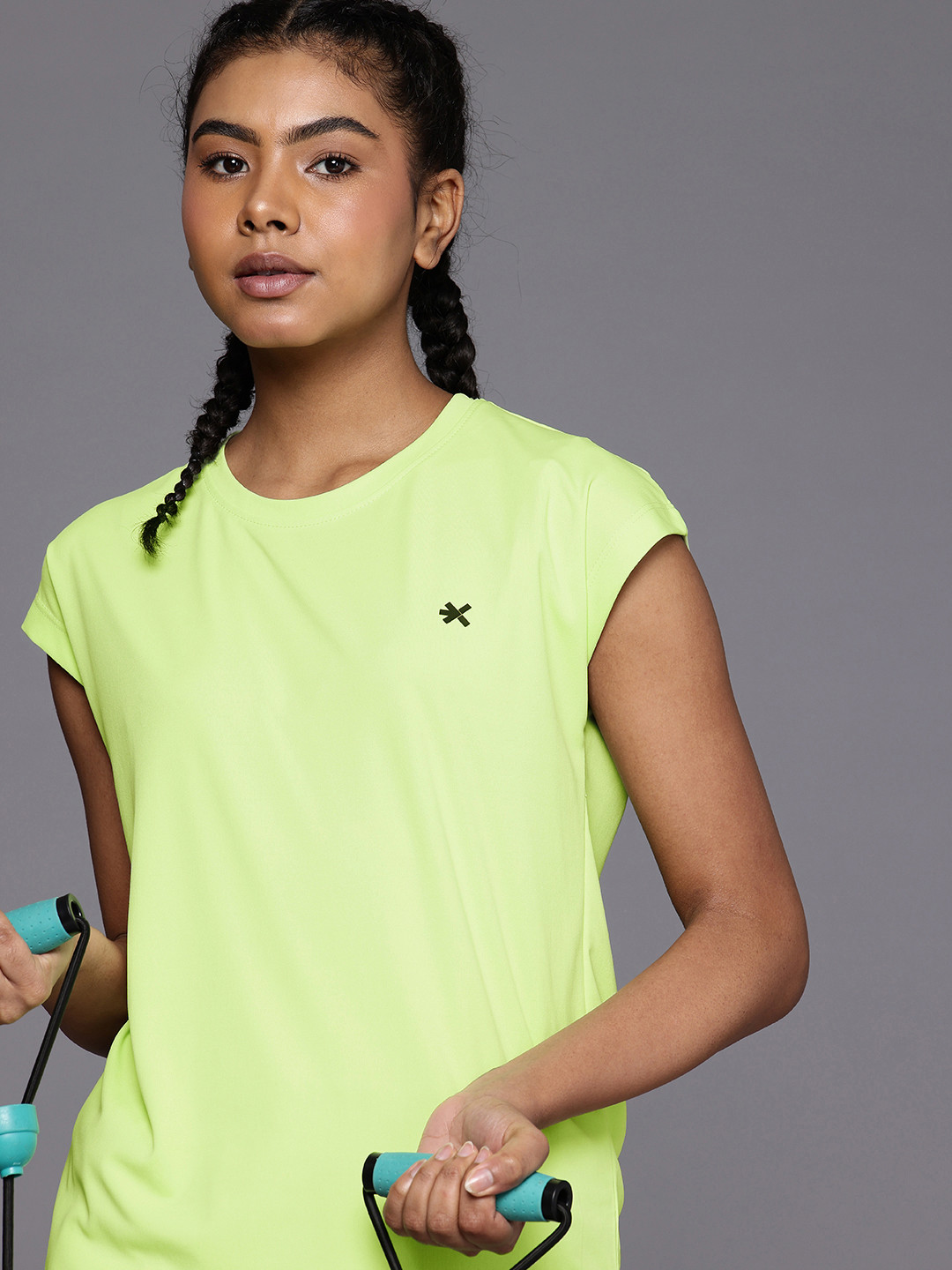

HRX by Hrithik Roshan Women Extended Sleeves Rapid-Dry Training T-Shirt, Lime green