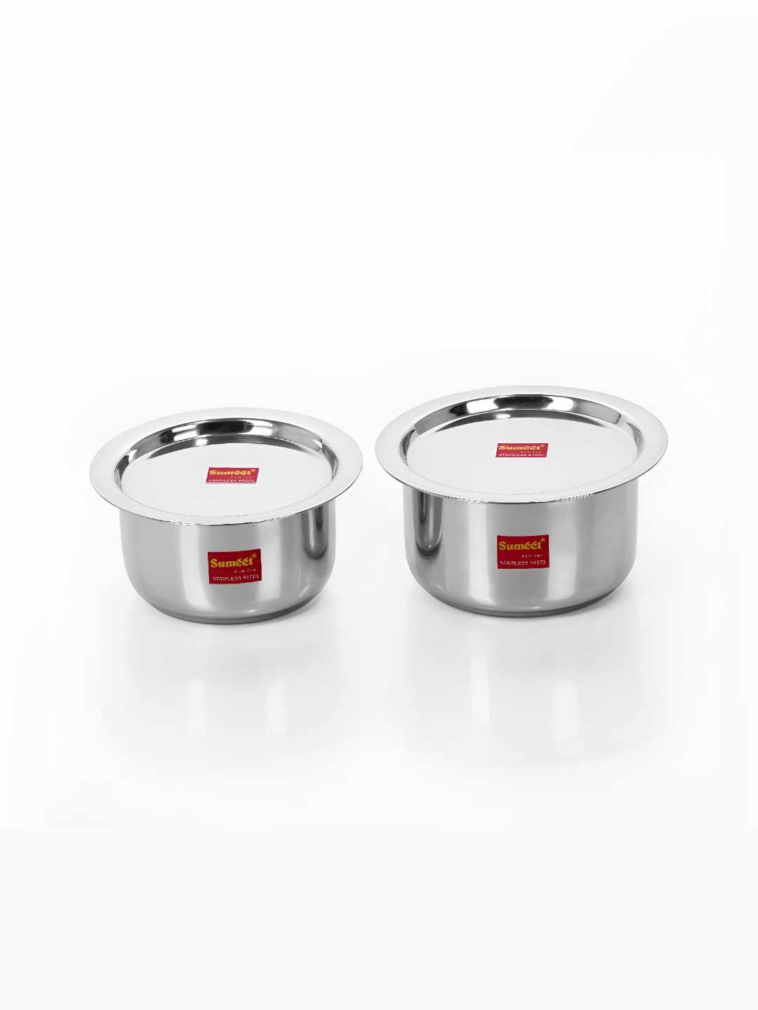 

Sumeet Steel 2 Pieces Stainless Steel Induction Friendly Cookware Set With Lids 2.3 ltrs