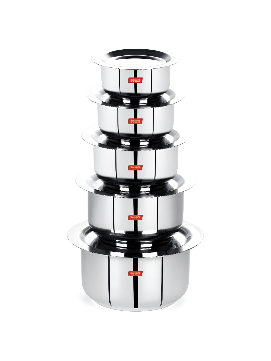 

Sumeet 5 Pieces Steel Stainless Induction Base Tope Set With Lids