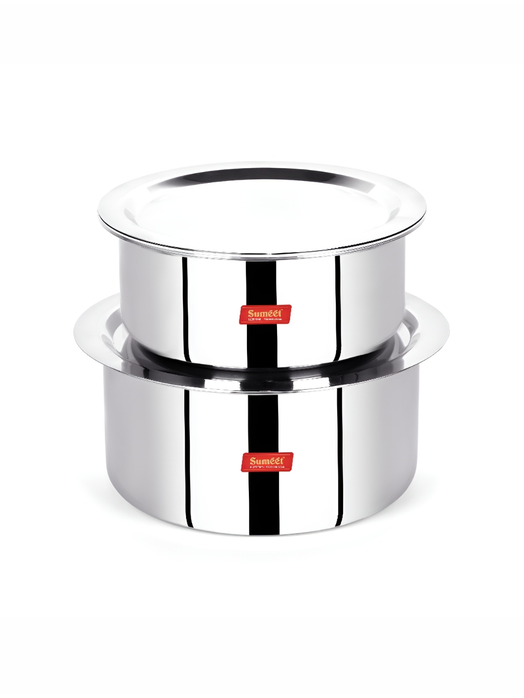 

Sumeet Steel 2 Pieces Tri-Ply Stainless Steel Dishwasher Safe Tope With Lid 2 ltrs