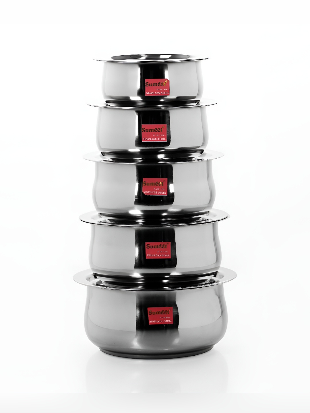 

Sumeet 5 Pieces Stainless Steel Induction Base Cookware With Lids