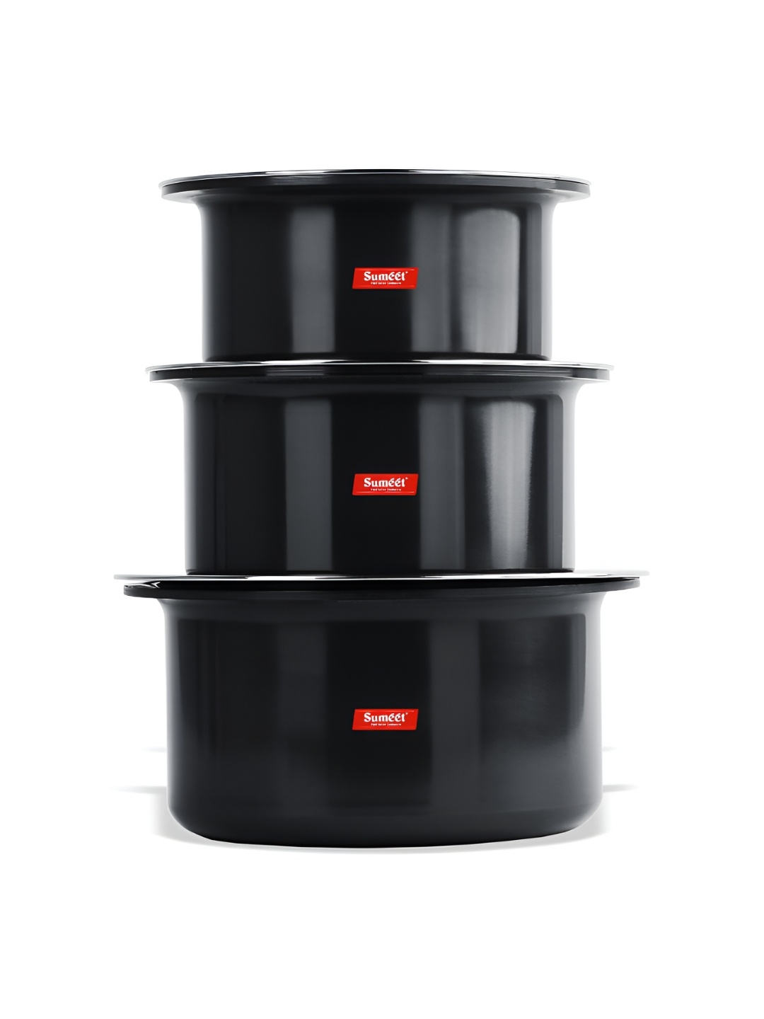 

Sumeet Black 3 Pieces Aluminium Dishwasher Safe Tope with Lids
