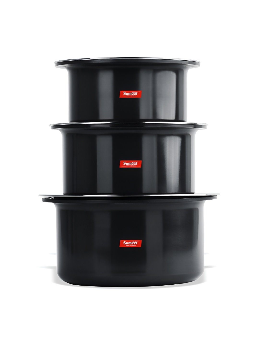 

Sumeet Black 3 Pcs Aluminium Dishwasher Safe Tope with Lids