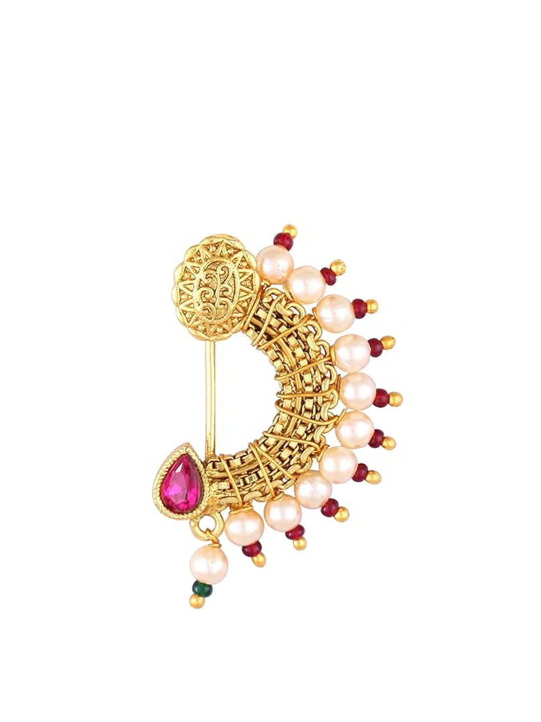 

Vighnaharta Gold-Plated Pearls Stud Nosepin
