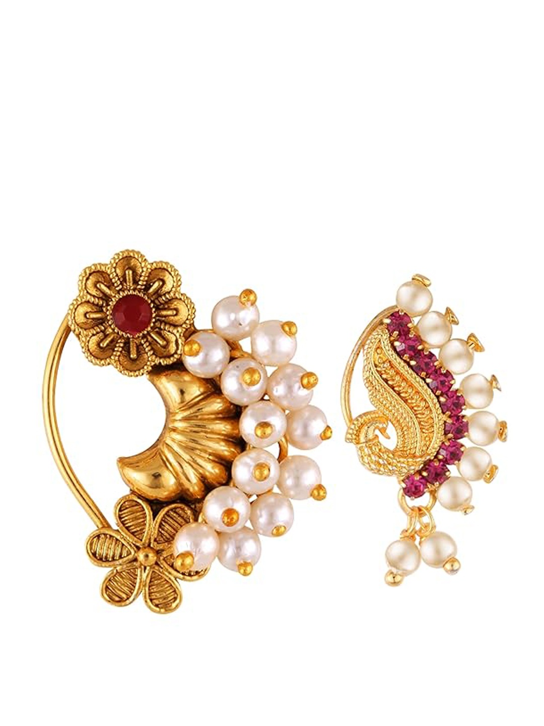 

Vighnaharta Gold-Plated Pearls Stud Nosepin