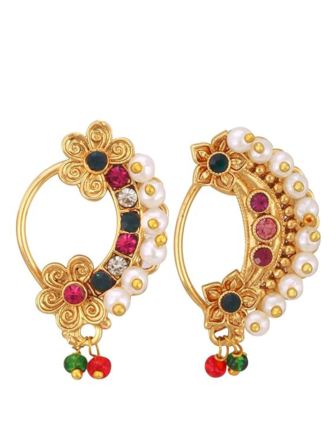 

Vighnaharta Set Of 2 Gold-Plated Pearls Nosepins