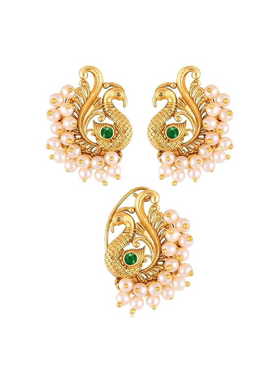 

Vighnaharta Gold-Plated Pearls Stud Nosepin
