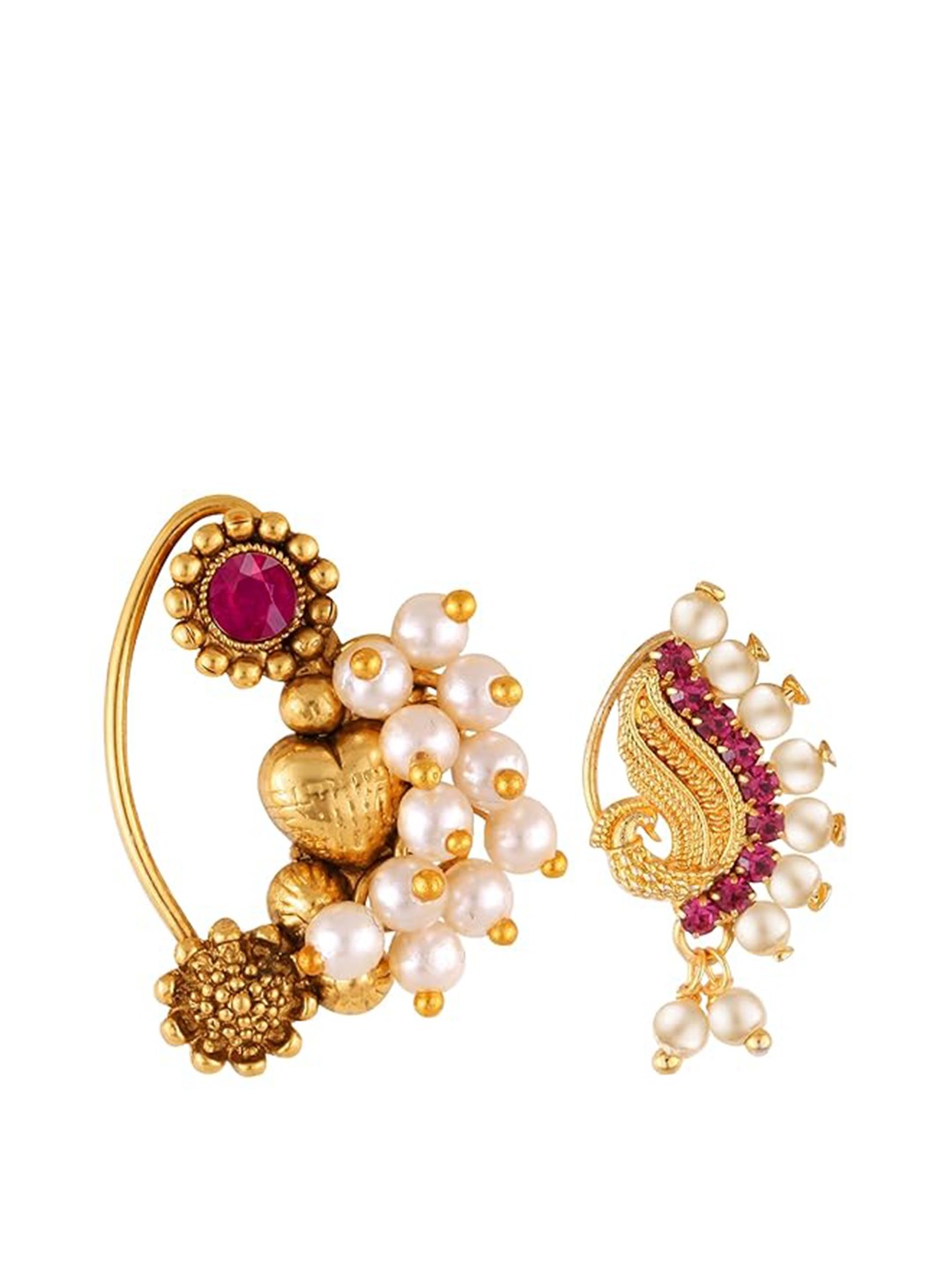 

Vighnaharta Gold-Plated Pearls Stud Nosepin