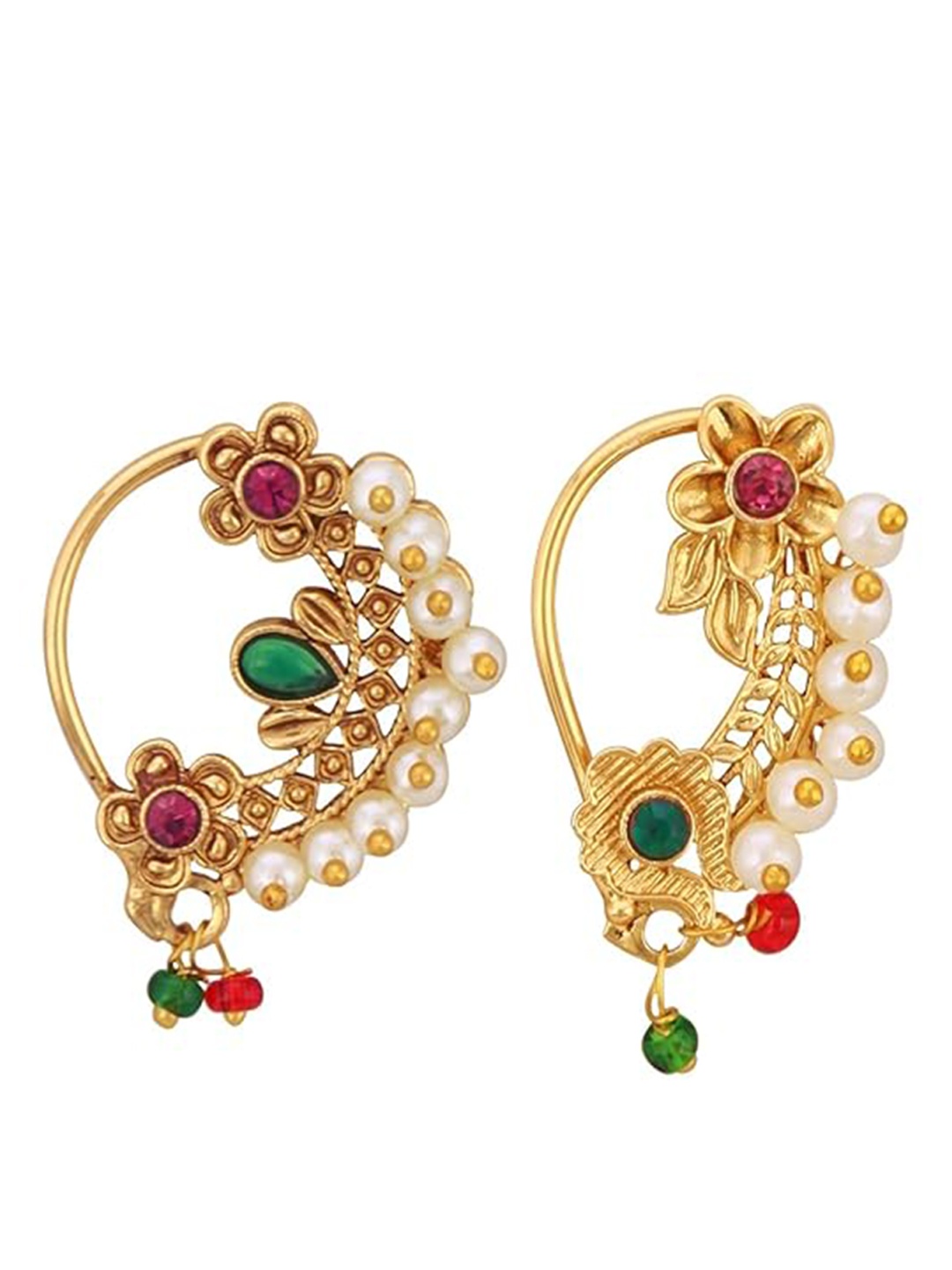 

Vighnaharta Gold-Plated Pearls Stud Nosepin