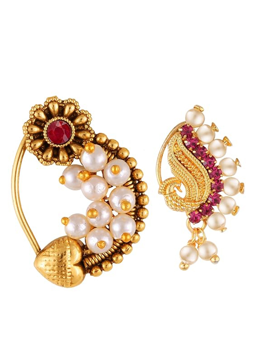 

Vighnaharta Set Of 2 Gold-Plated Stud Nosepin