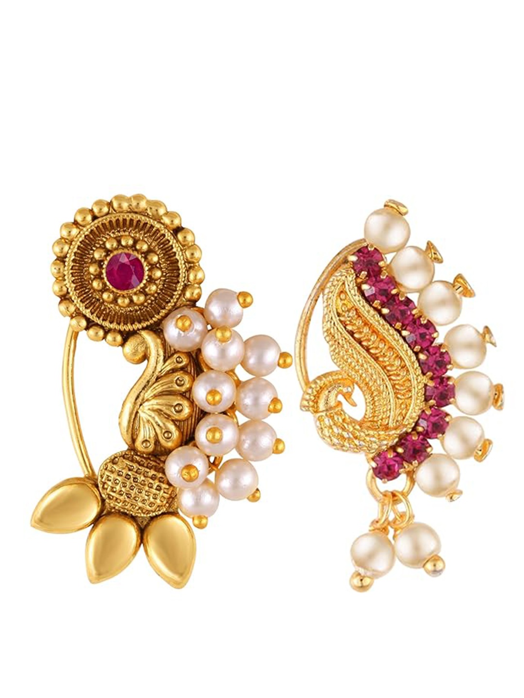 

Vighnaharta Gold-Plated Pearls Stud Nosepin