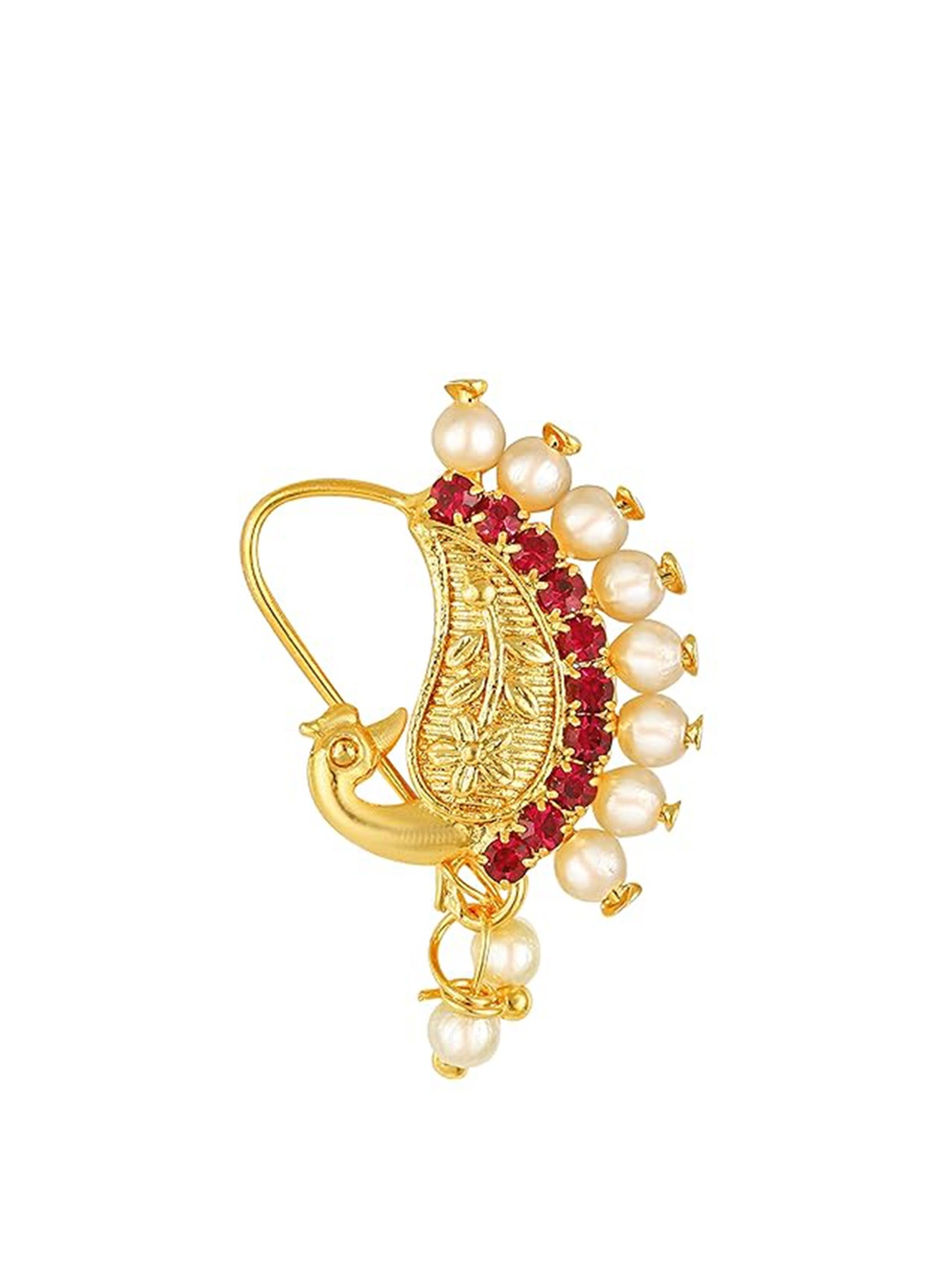 

Vighnaharta Gold-Plated Pearls Beaded Stud Nosepin