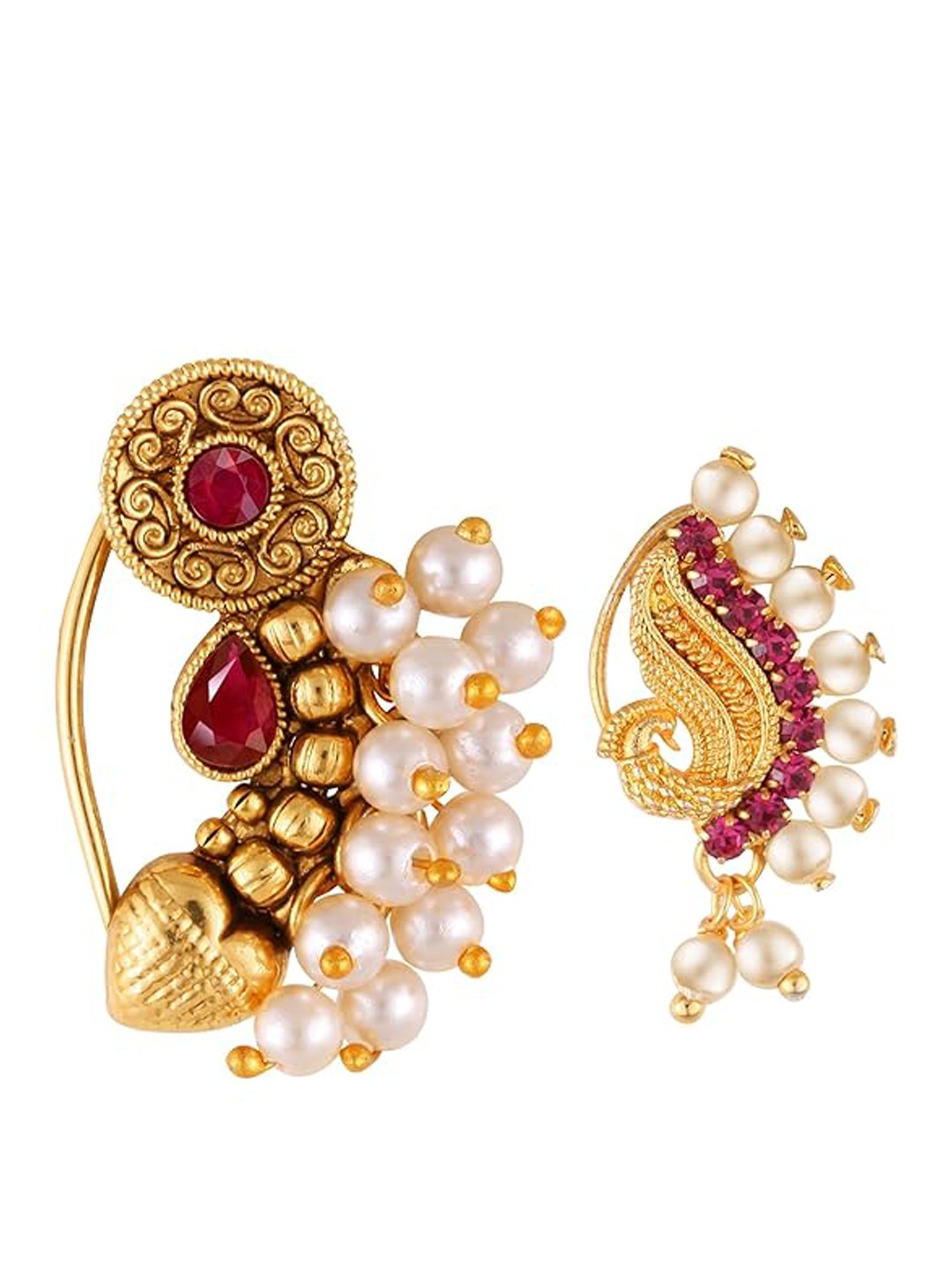 

Vighnaharta Gold-Plated Pearls Stud Nosepin