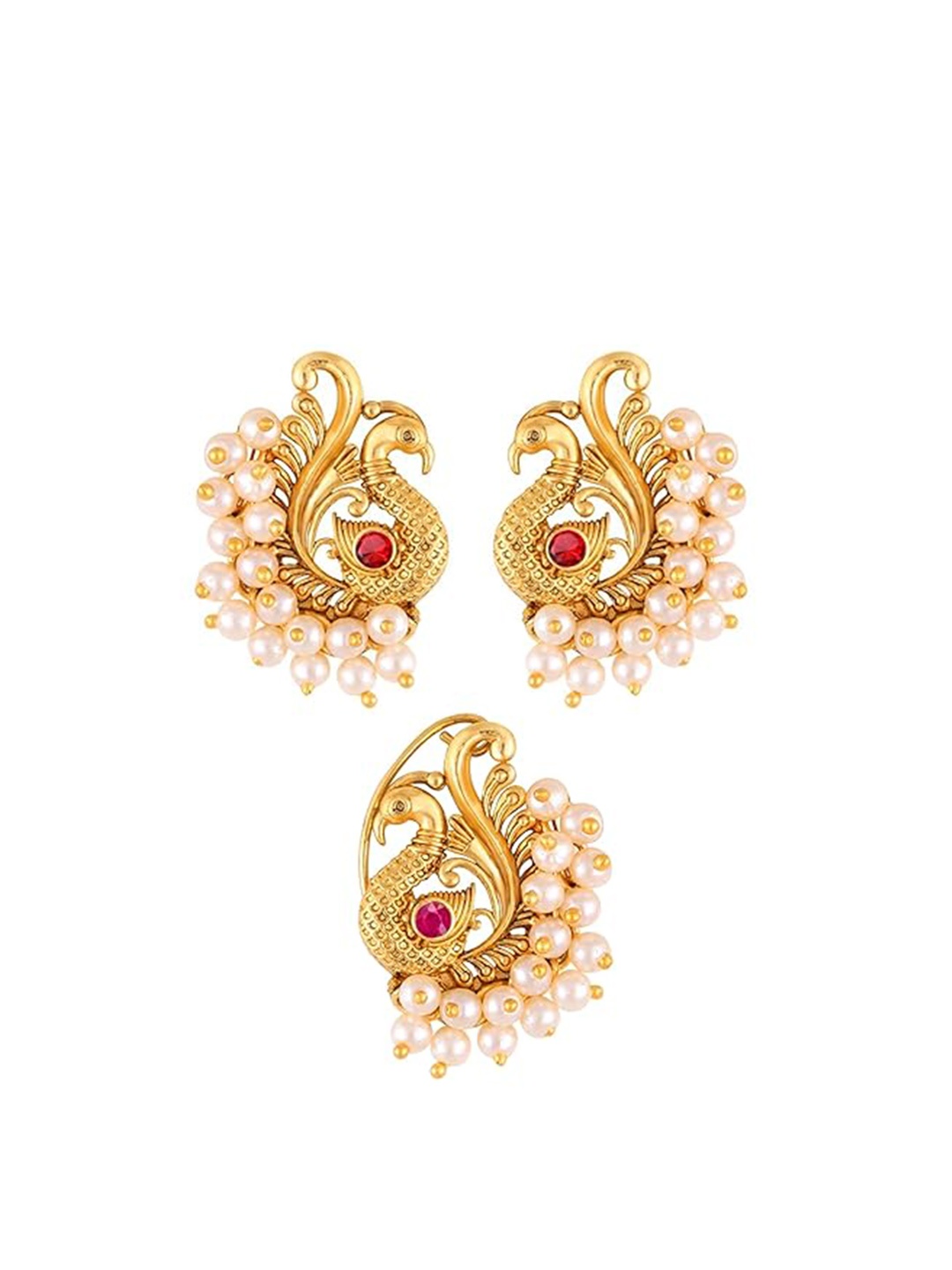 

Vighnaharta Gold-Plated Cubic Zirconia Stud Nosepin