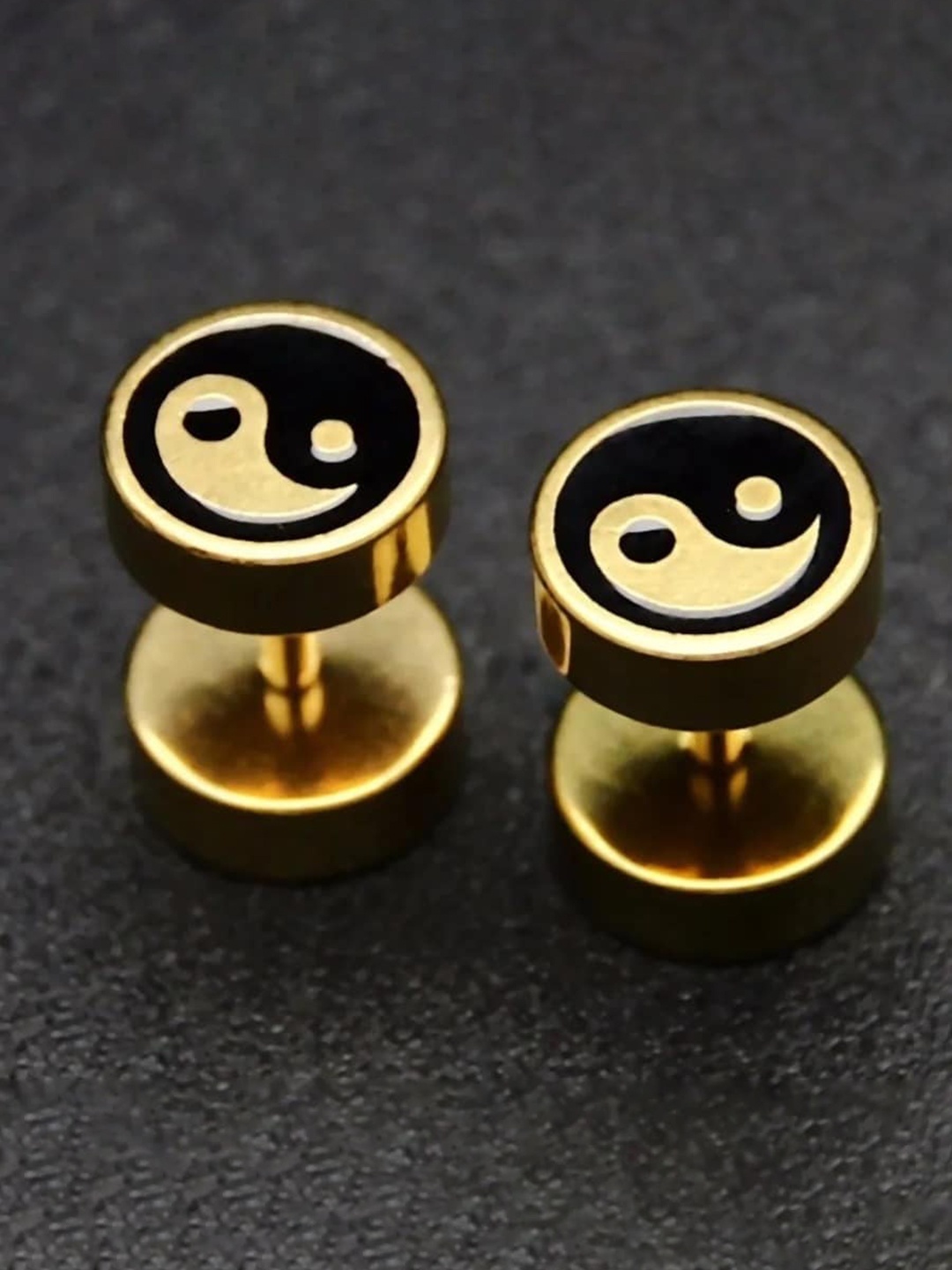 

EL REGALO Yin Yang Contemporary Studs Earrings, Gold