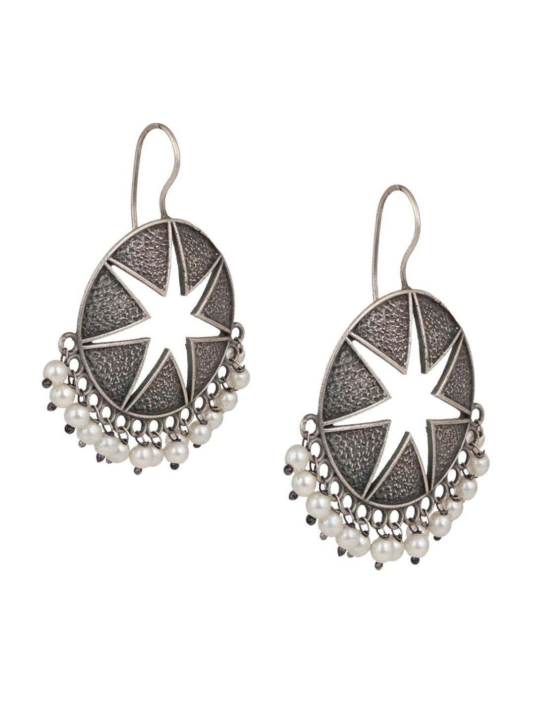 

EL REGALO Oxidised Contemporary Drop Earrings, Silver