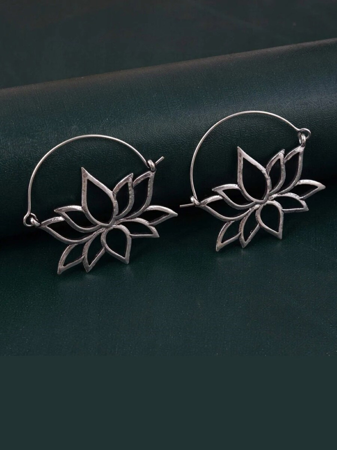 

EL REGALO Oxidised Floral Drop Earrings, Silver