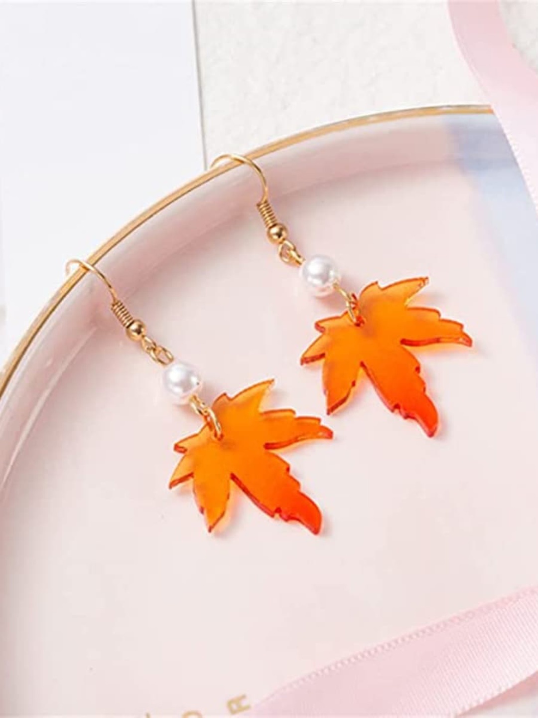 

EL REGALO Beaded Contemporary Drop Earrings, Orange