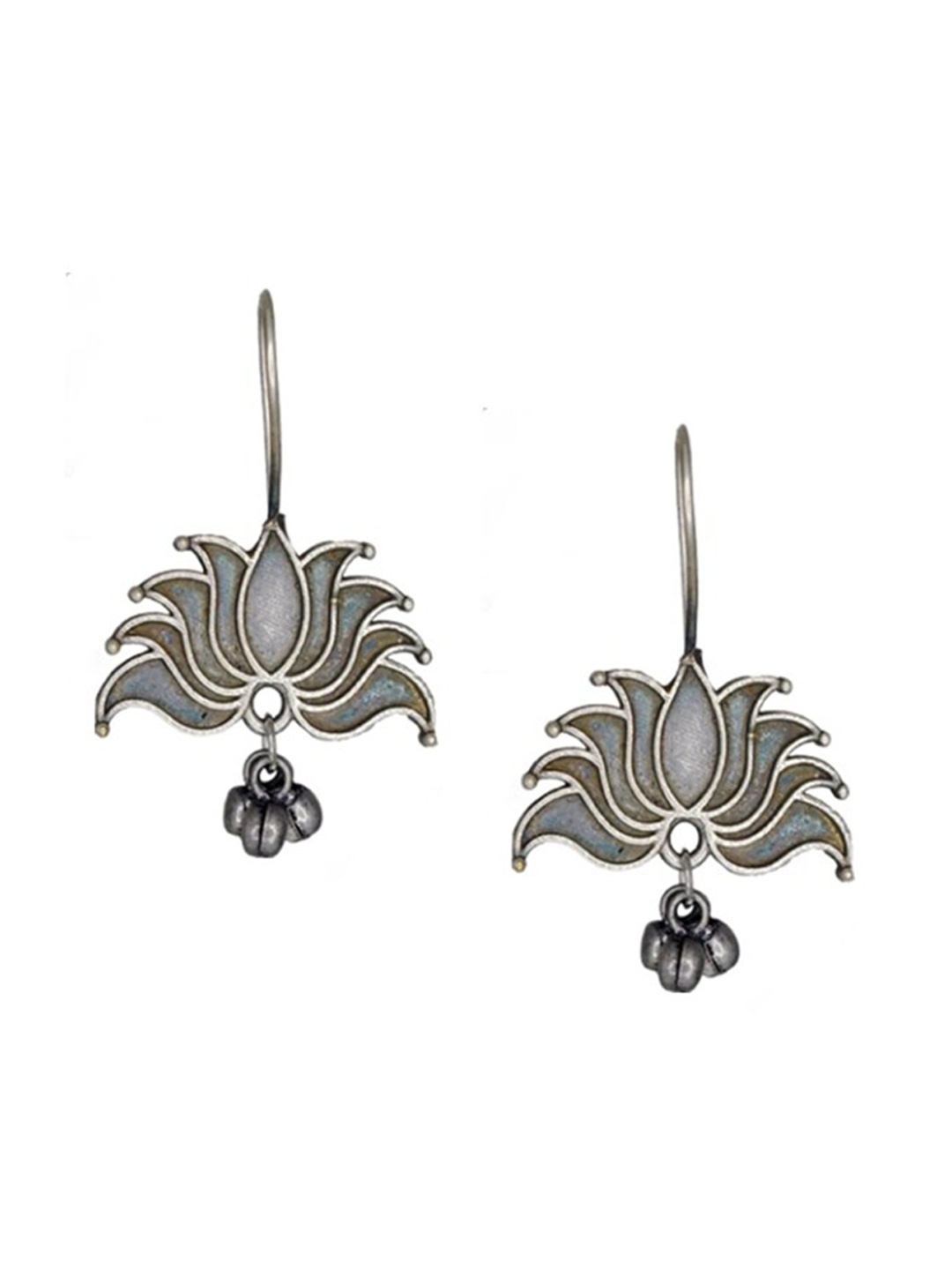 

EL REGALO Oxidised Floral Drop Earrings, Silver