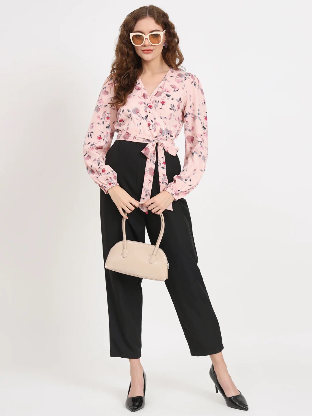 

BELAVINE Printed V-Neck Slim Fit Jumpsuit, Peach