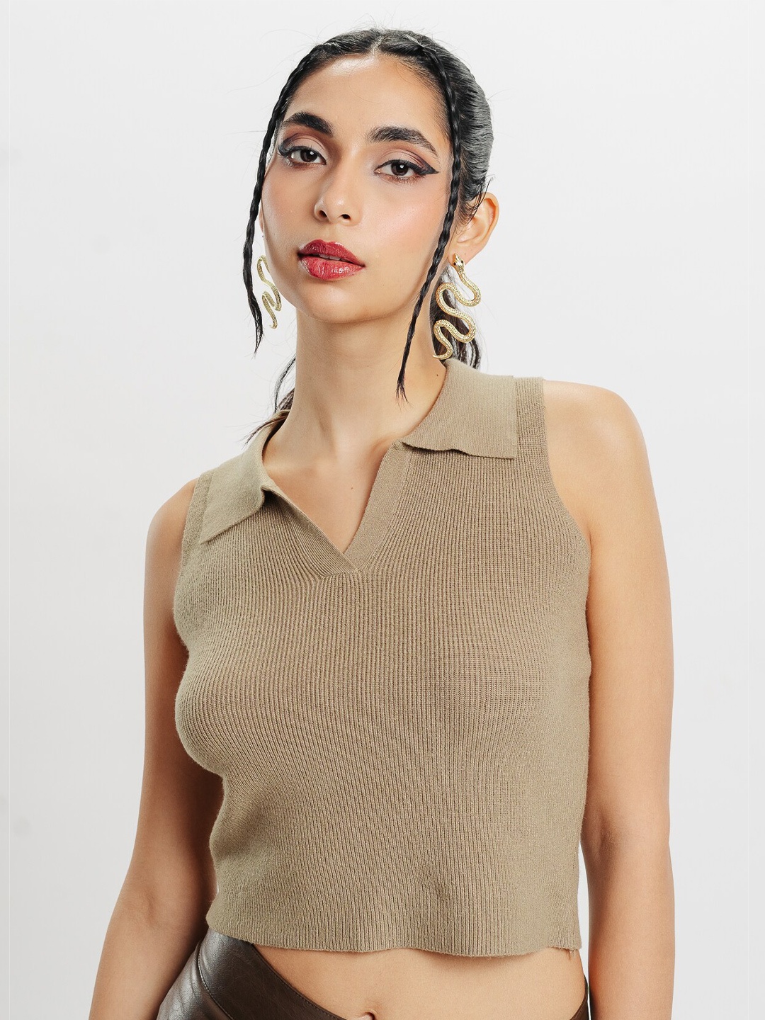 

FREAKINS Cotton Crop Top, Brown