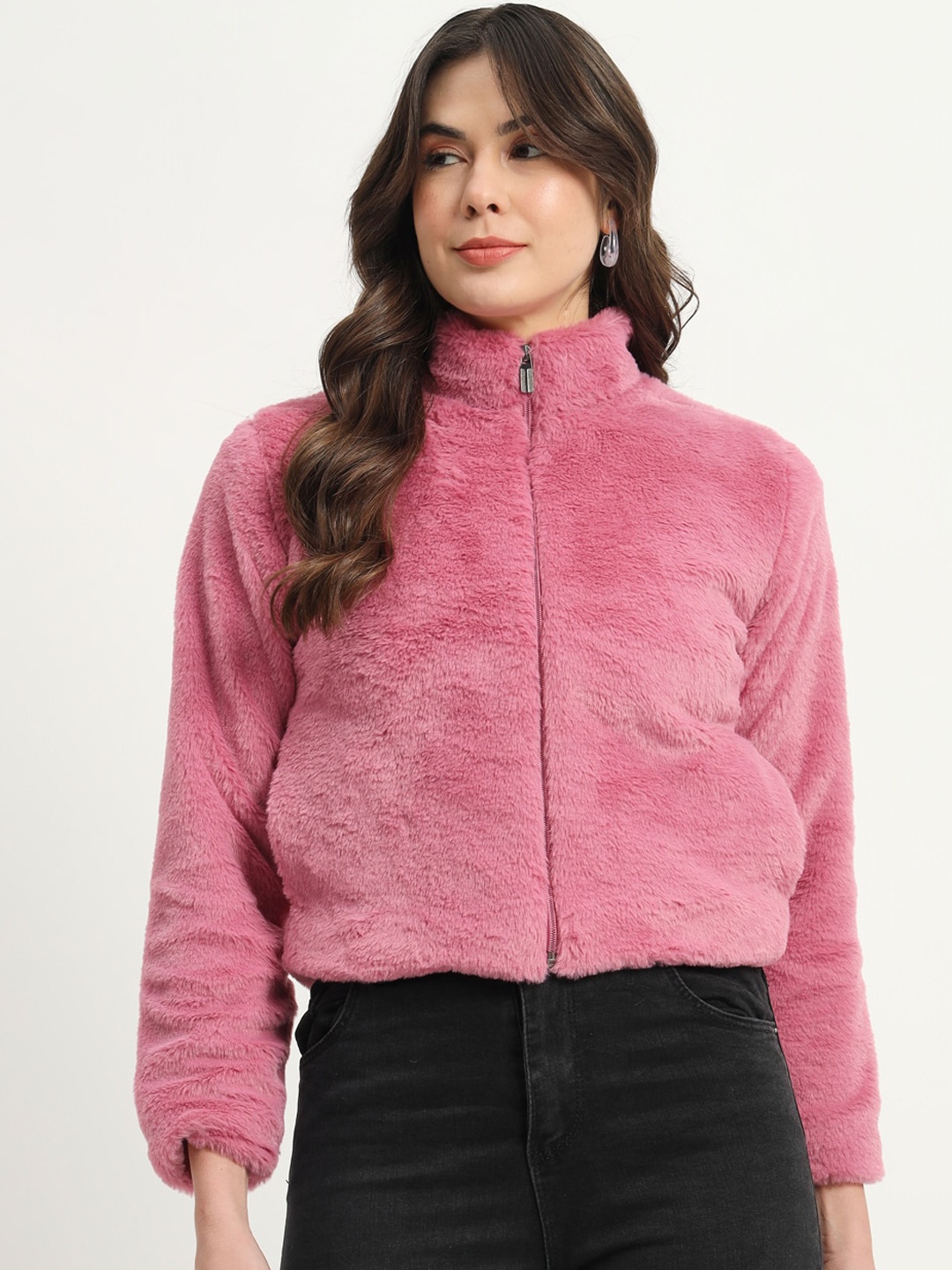 

RAER Lightweight Regular Mock Collar Tailored Jacket, Pink