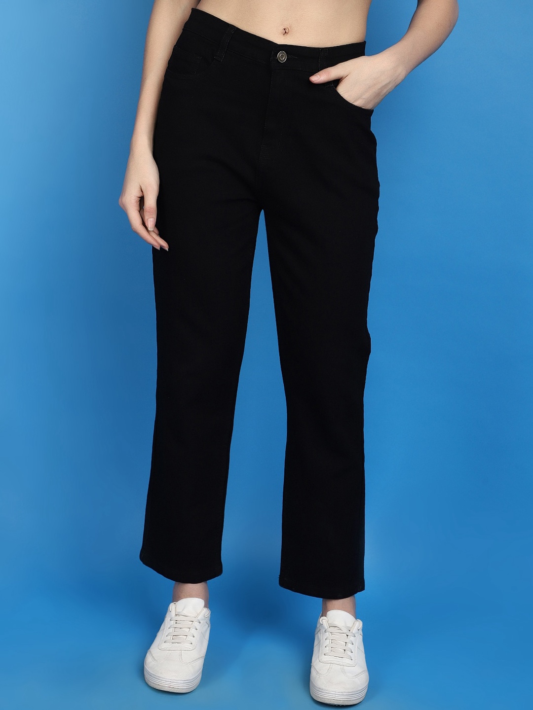 

V-Mart Women Mid-Rise Clean Look Cotton Jeans, Black