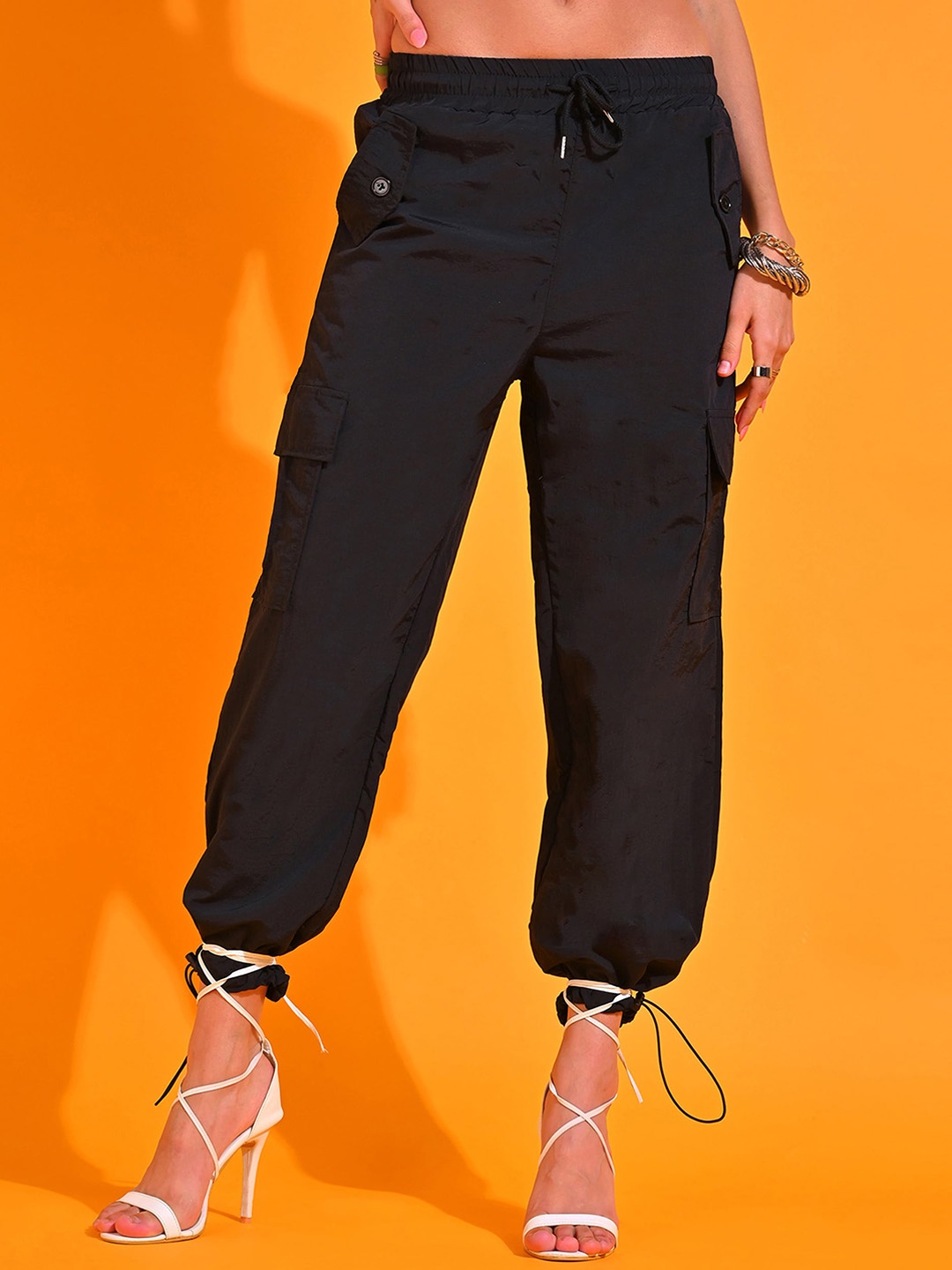 

SHECZZAR Women Relaxed Easy Wash Trousers, Black