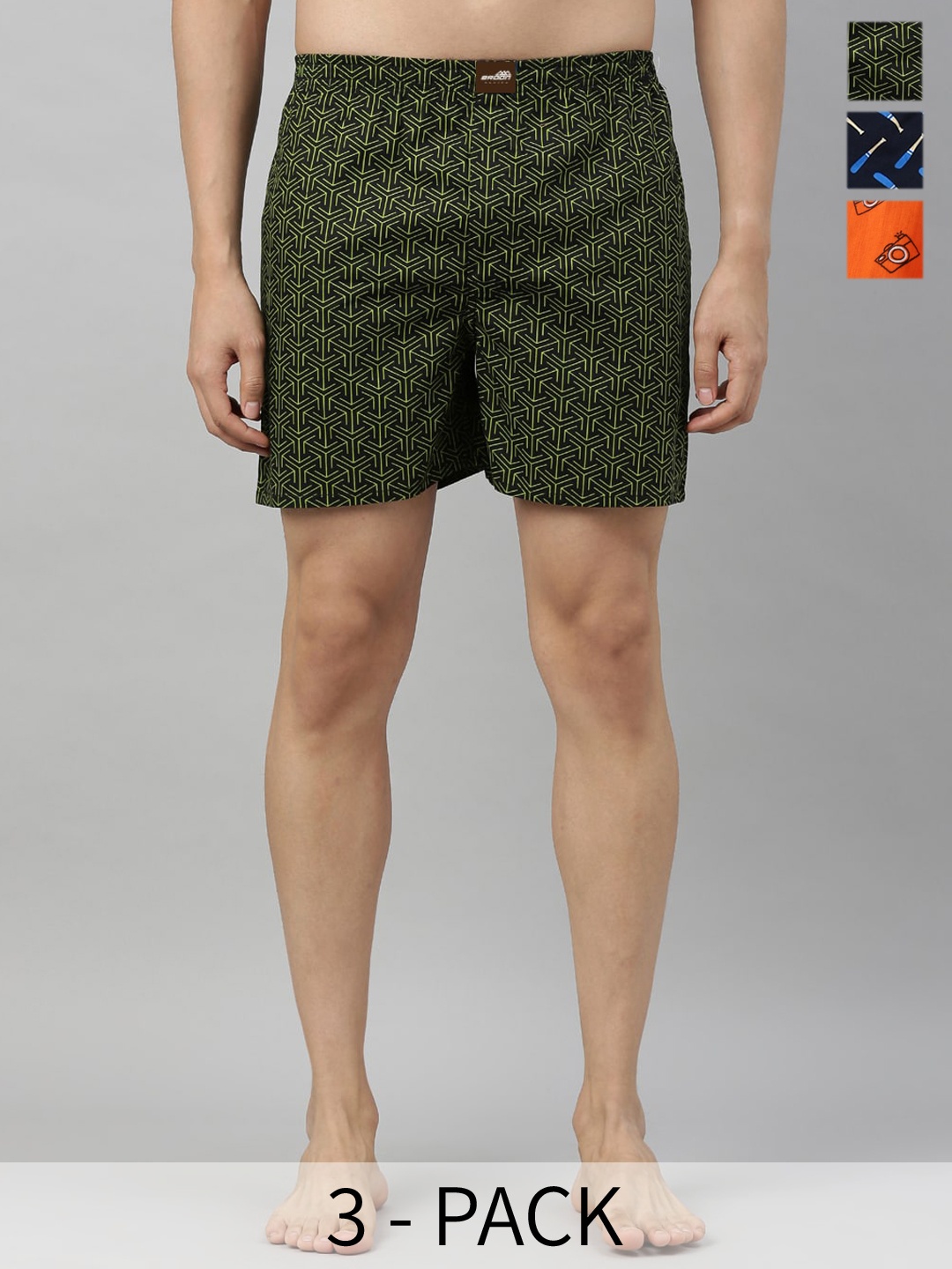 

Broon Men Pack Of 3 Assorted Pure Cotton Boxers ZB3P010