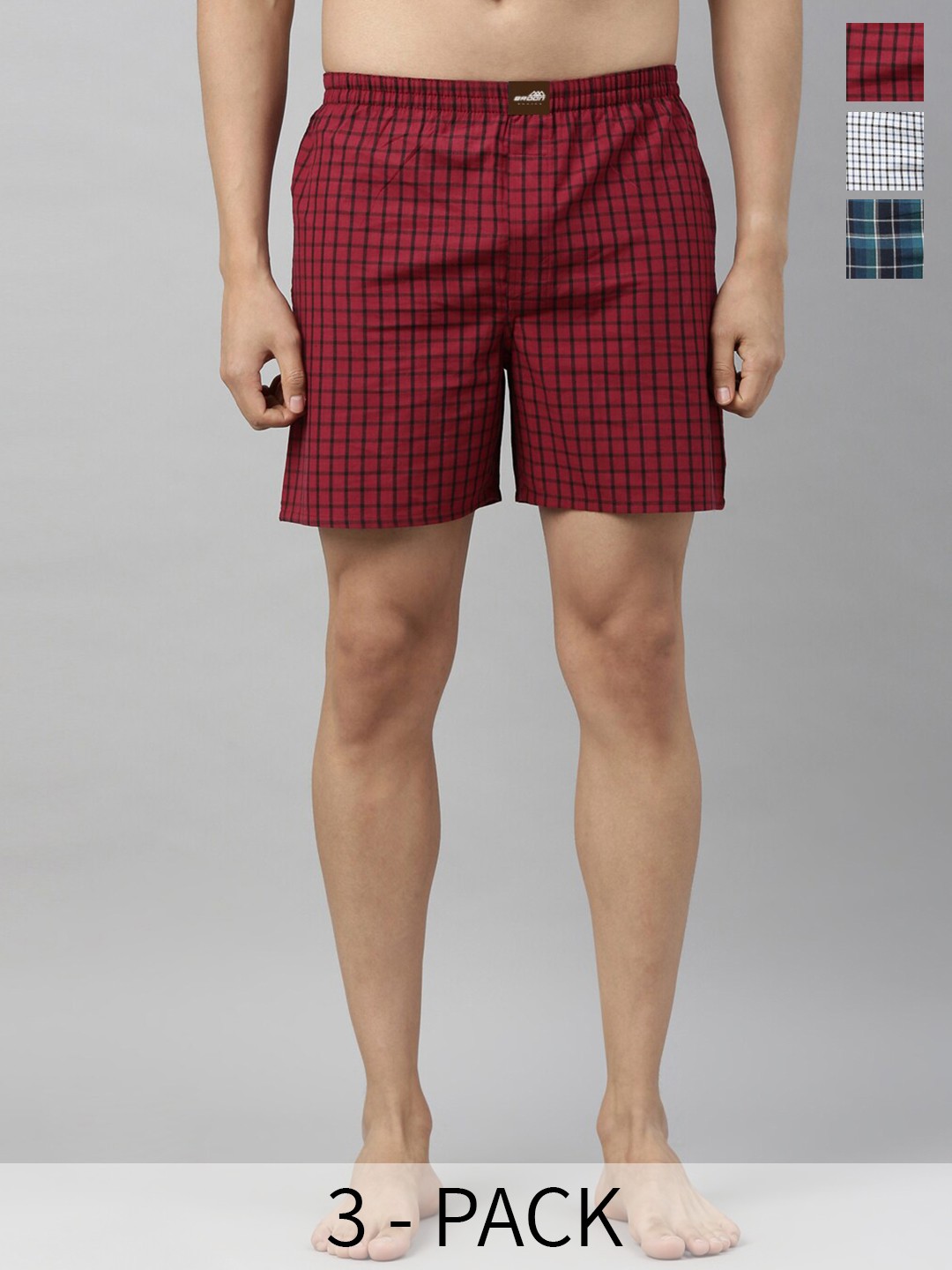 

Broon Men Pack Of 3 Assorted Pure Cotton Boxers ZB3C016