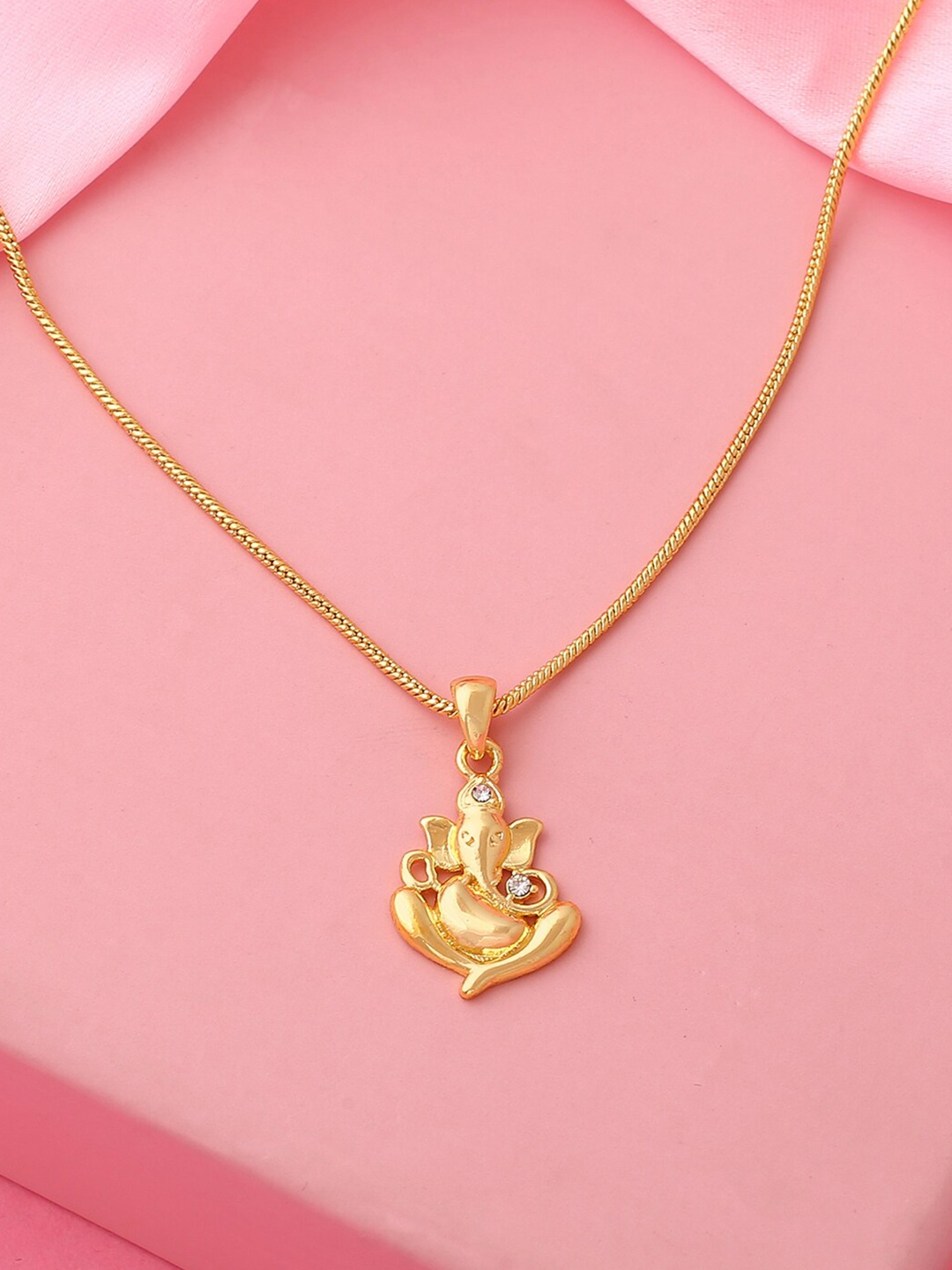

Estele Gold-Plated Stone Studded Contemporary Pendant With Chain