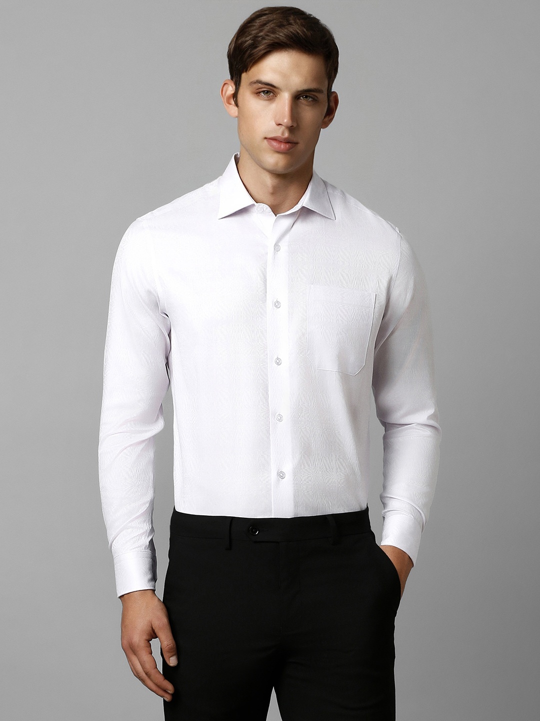 

Louis Philippe Classic Fit Textured Pure Cotton Formal Shirt, White