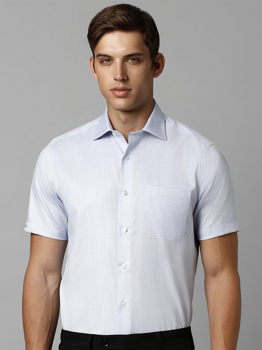 

Louis Philippe Self Design Pure Cotton Formal Shirt, Blue