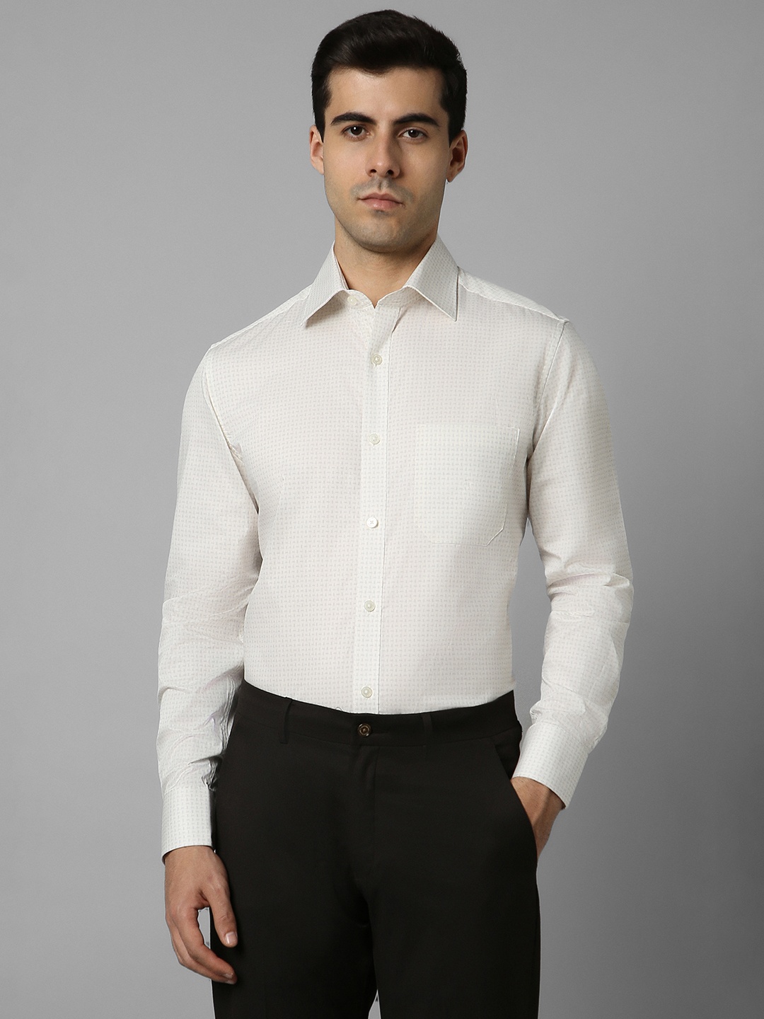 

Louis Philippe Abstract Printed Classic Cotton Opaque Formal Shirt, White
