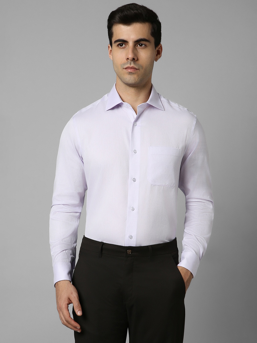

Louis Philippe Classic Fit Textured Pure Cotton Formal Shirt, Purple
