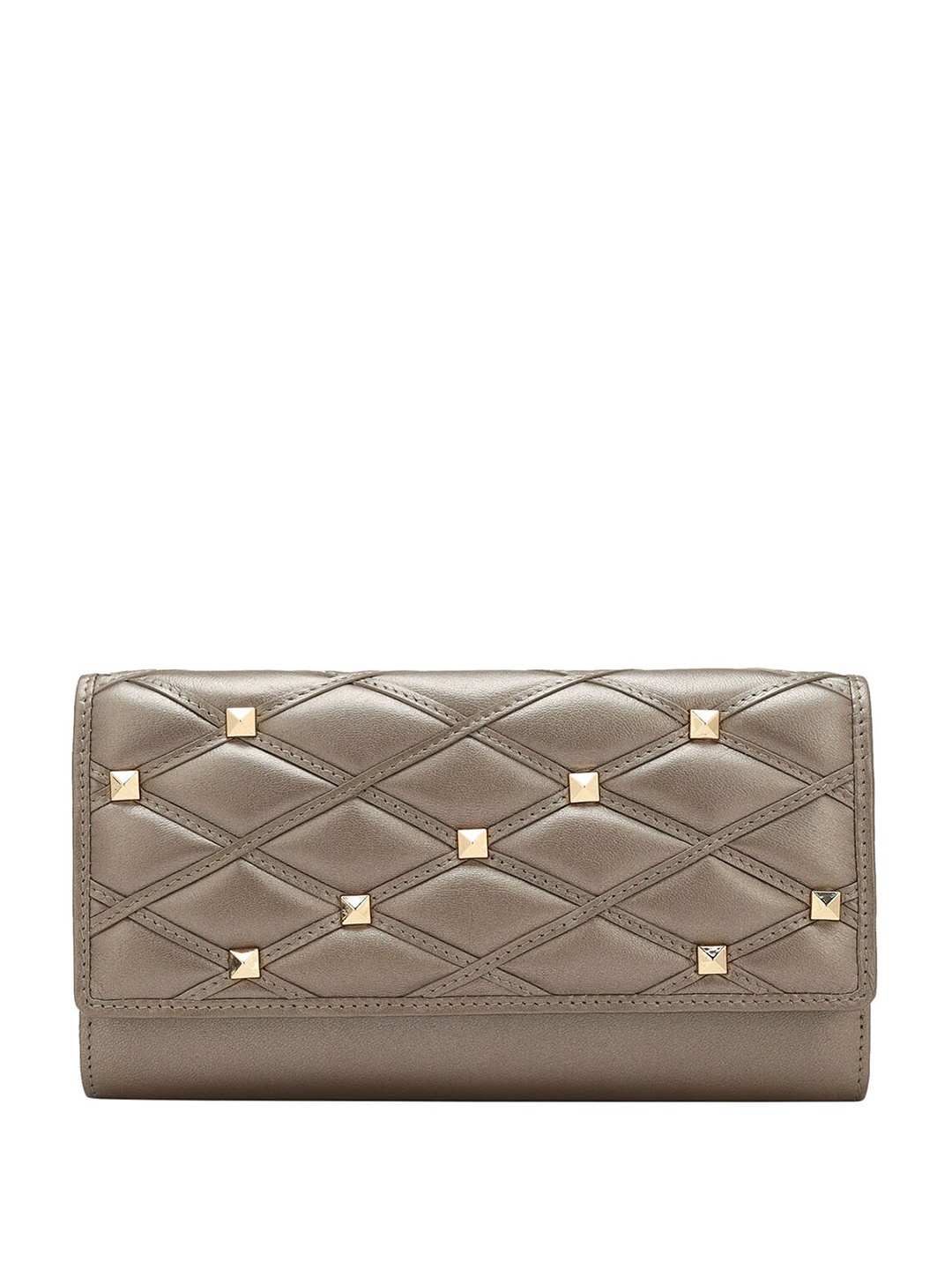

Da Milano Women Embellished Leather Three Fold Wallet, Brown
