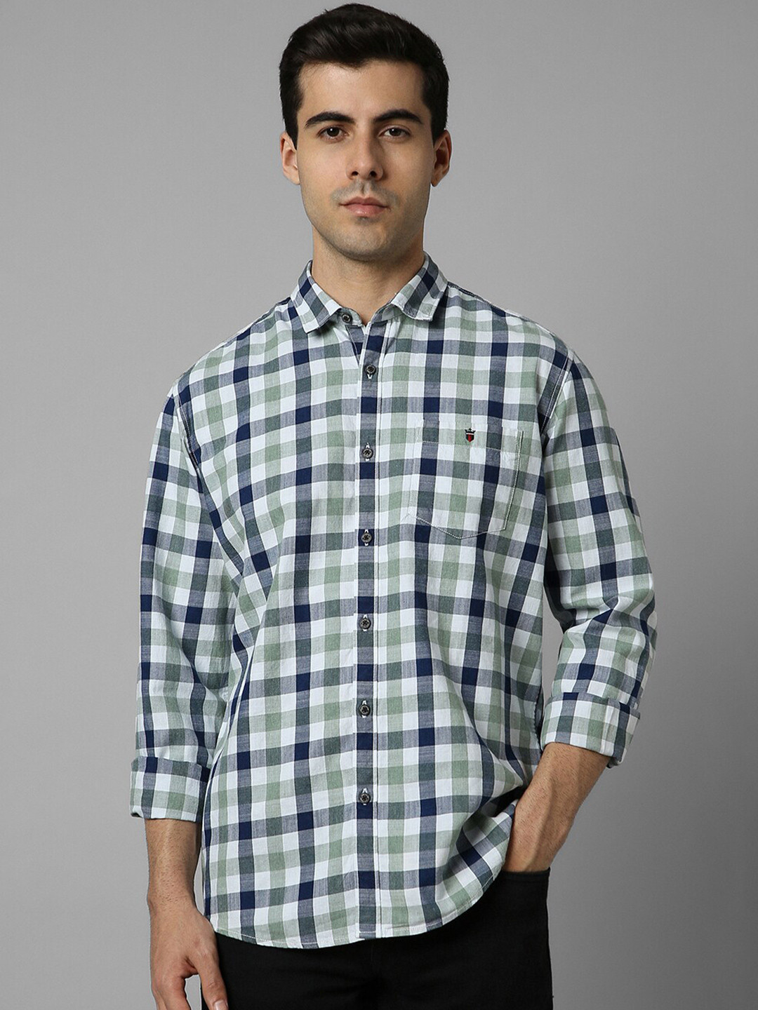 

Louis Philippe Jeans Slim Fit Tartan Checks Pure Cotton Casual Shirt, White