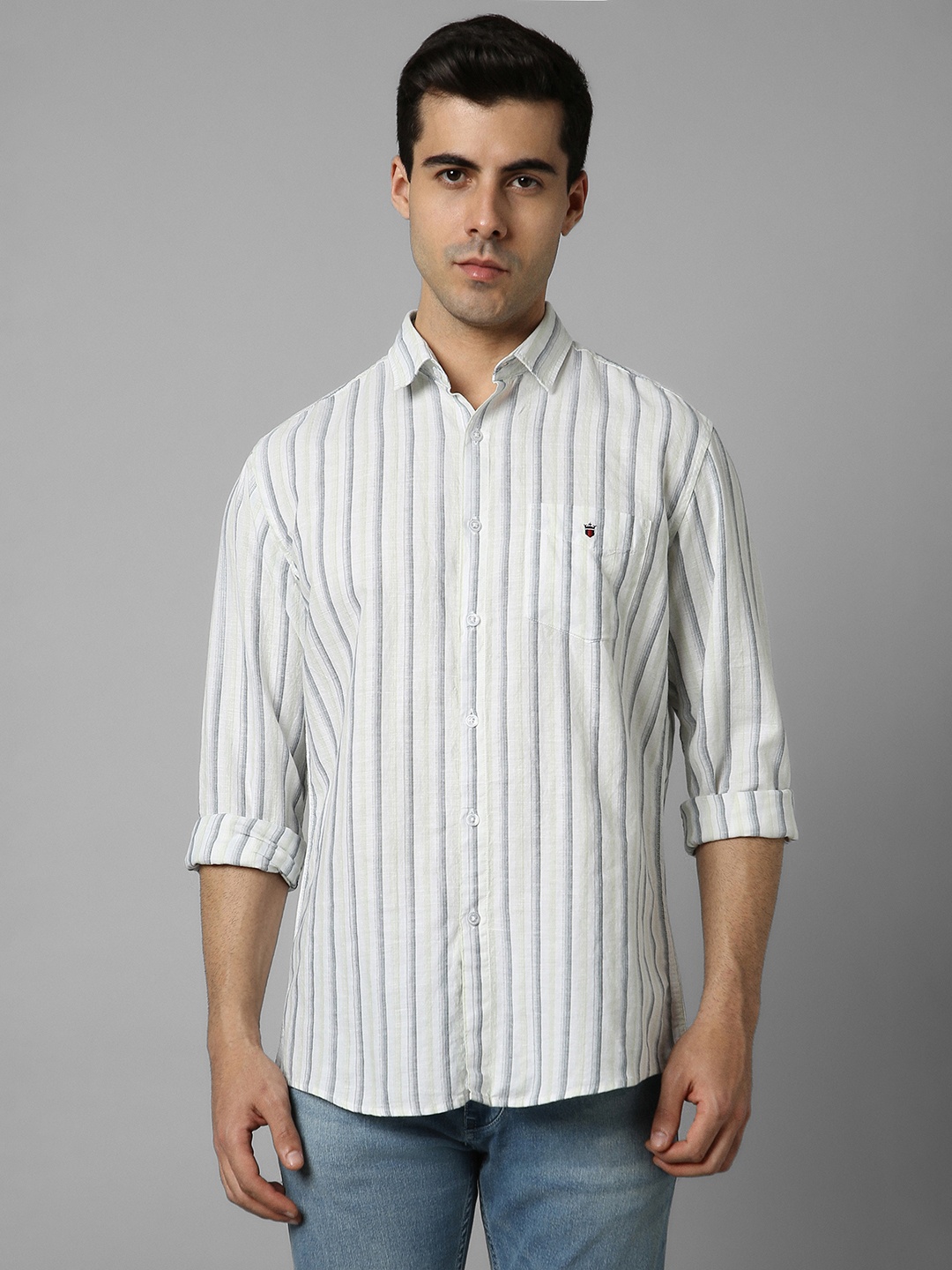 

Louis Philippe Sport Slim Fit Vertical Striped Casual Shirt, White