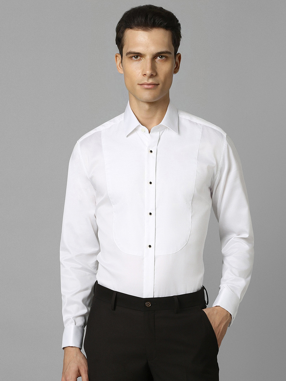 

Luxure by Louis Philippe Spread Collar Long Sleeves Classic Cotton Formal Shirt, White
