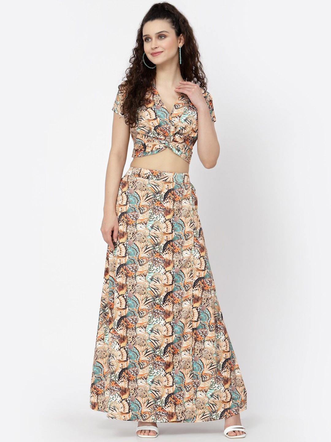 

BELAVINE Printed Top & Skirt Co-Ord, Nude