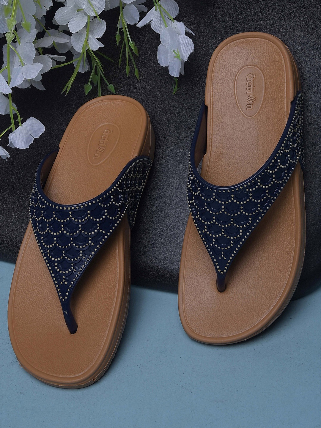 

Action EVA Flotter Women Textured Thong Flip-Flops, Navy blue