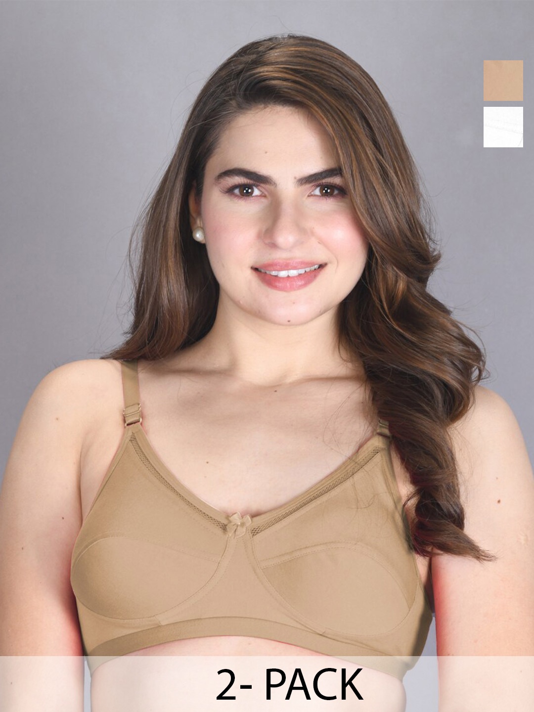 

LUX VENUS Pack of 2 Full Coverage Everyday Cotton Bra with All Day Comfort, Beige