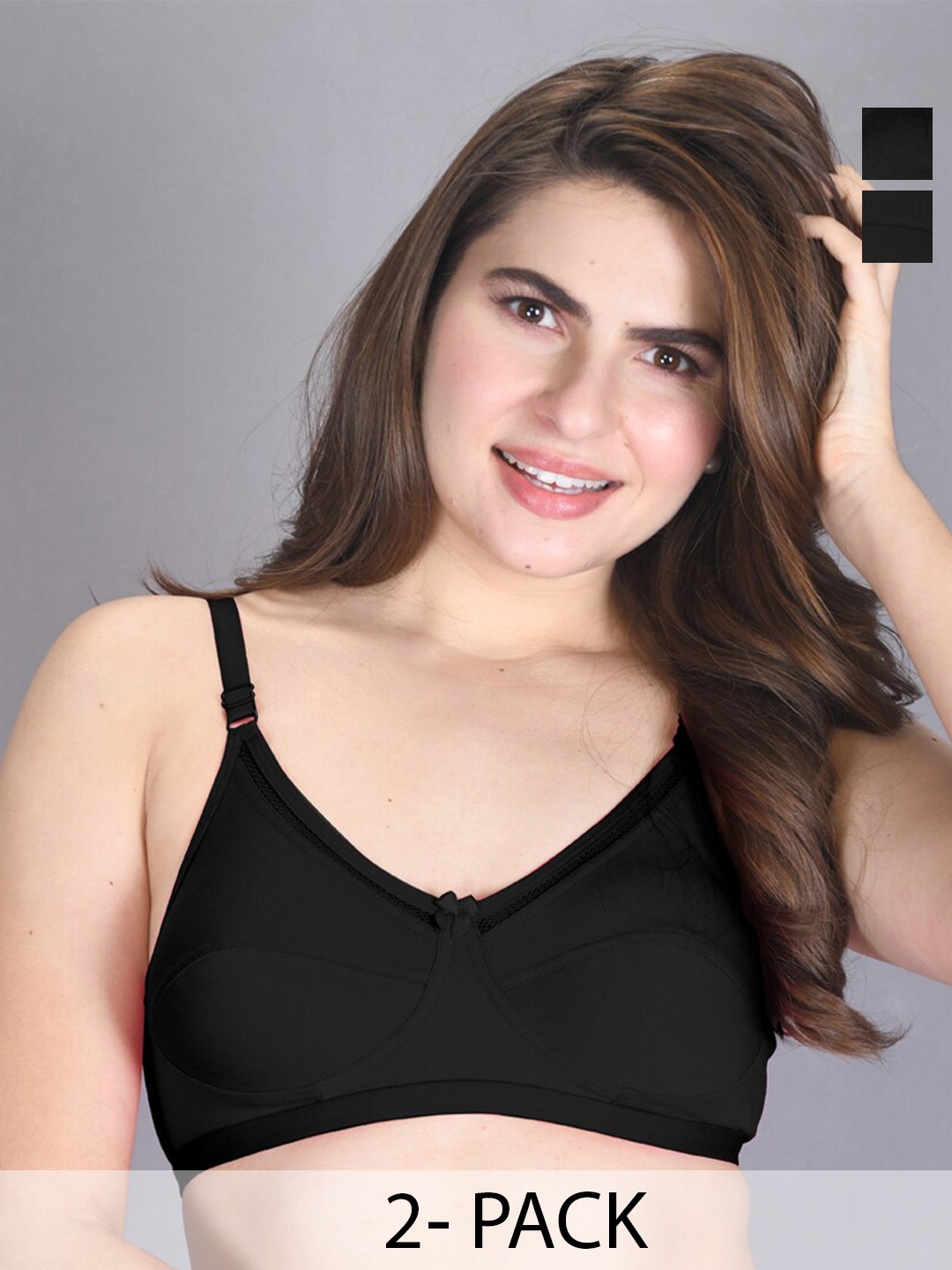 

LUX VENUS Pack Of 2 Full Coverage All Day Comfort Cotton Everyday Bras, Black