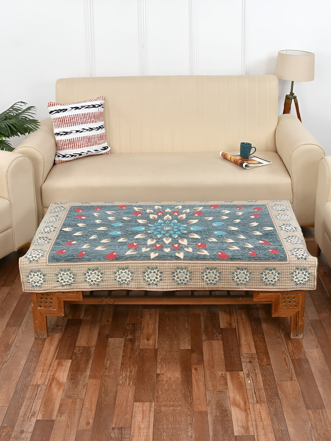 

MULTITEX Sea Green Floral Anti-Slip 4 Seater Table Cover