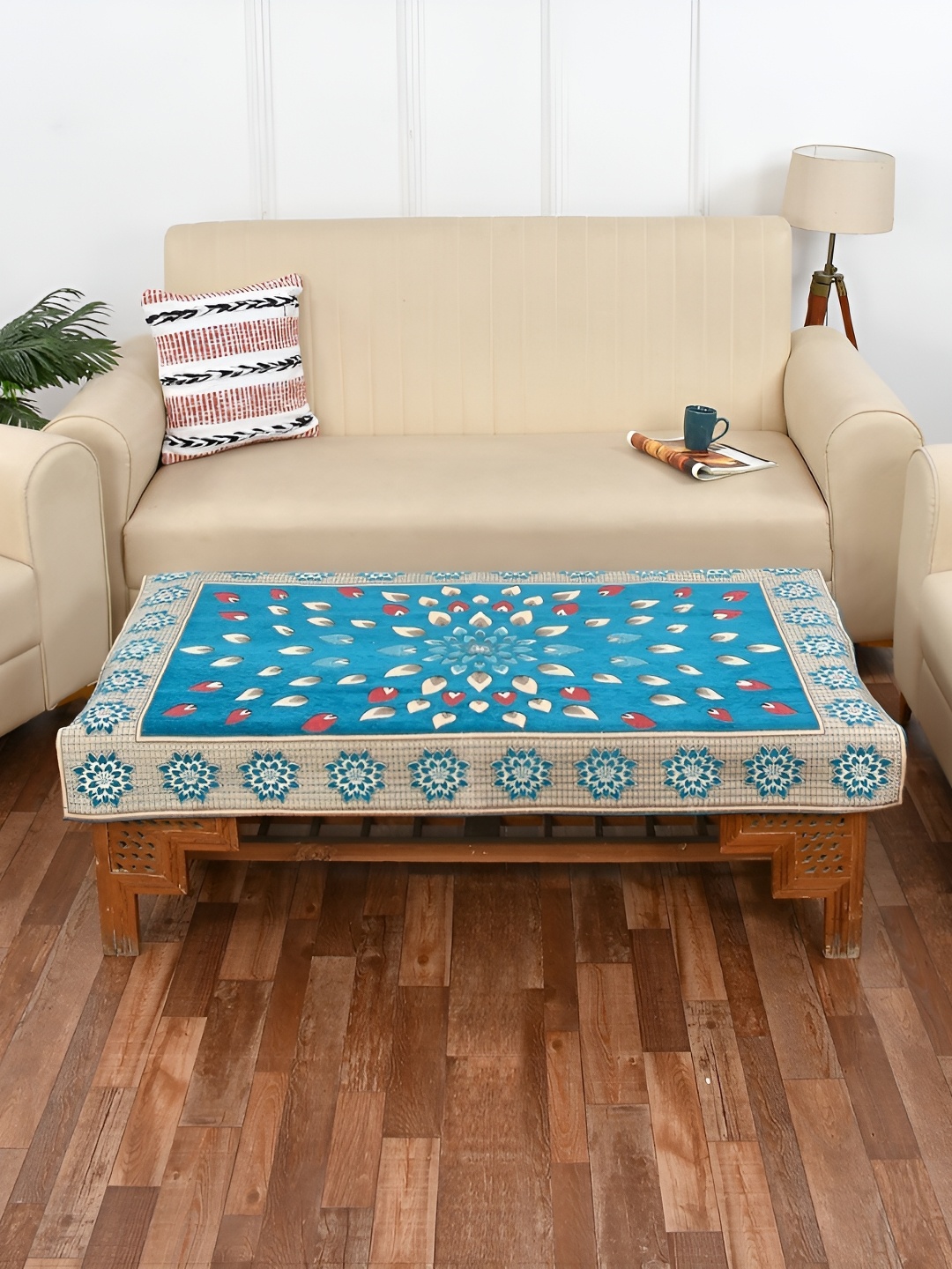 

MULTITEX Blue Floral Anti-Slip 4 Seater Table Cover